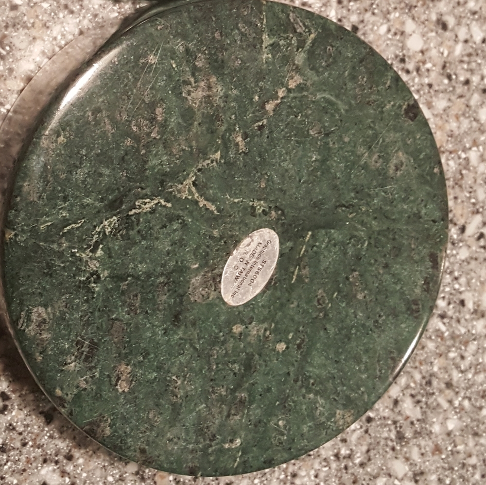 Beautiful Round Dark Green Marble Stone Trinket Box - Picture 4 of 7